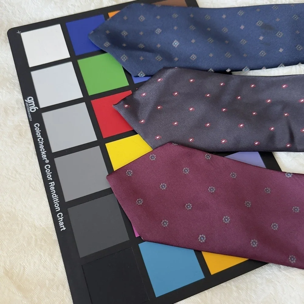 3 Surrey Vintage Men's Neck Dad Ties Set Three Red Blue Paisley Poly Silk Work